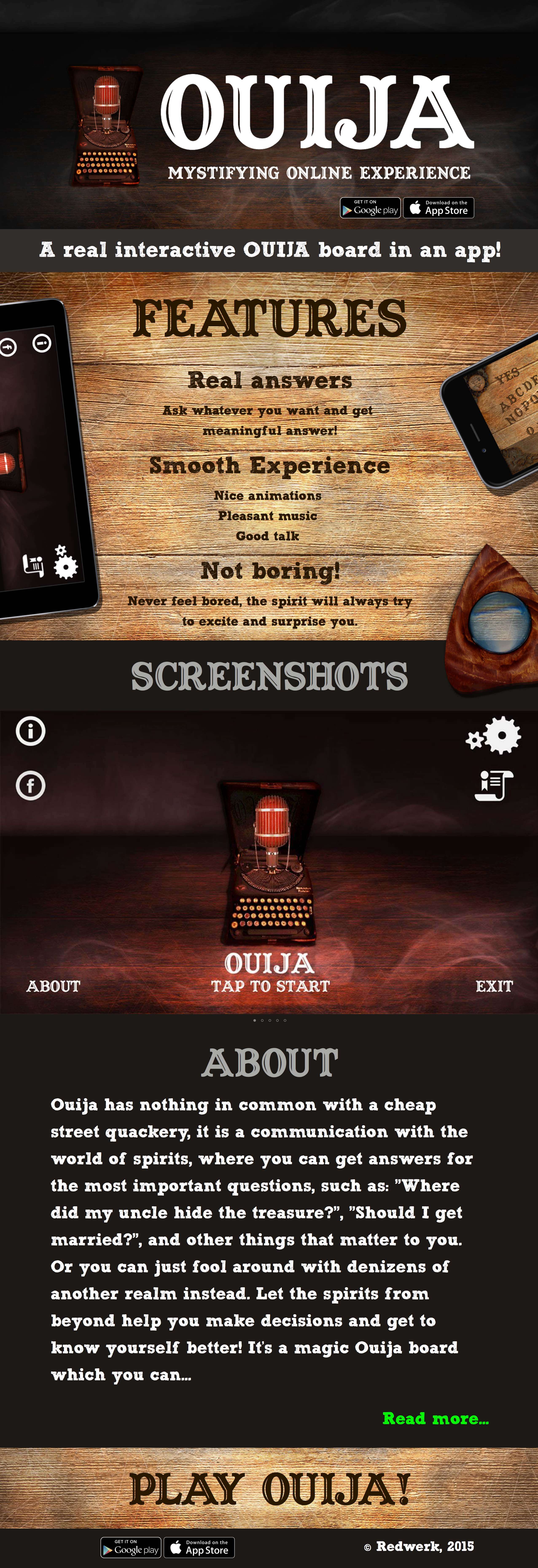 All about Redwerk's Ouija board app on the website