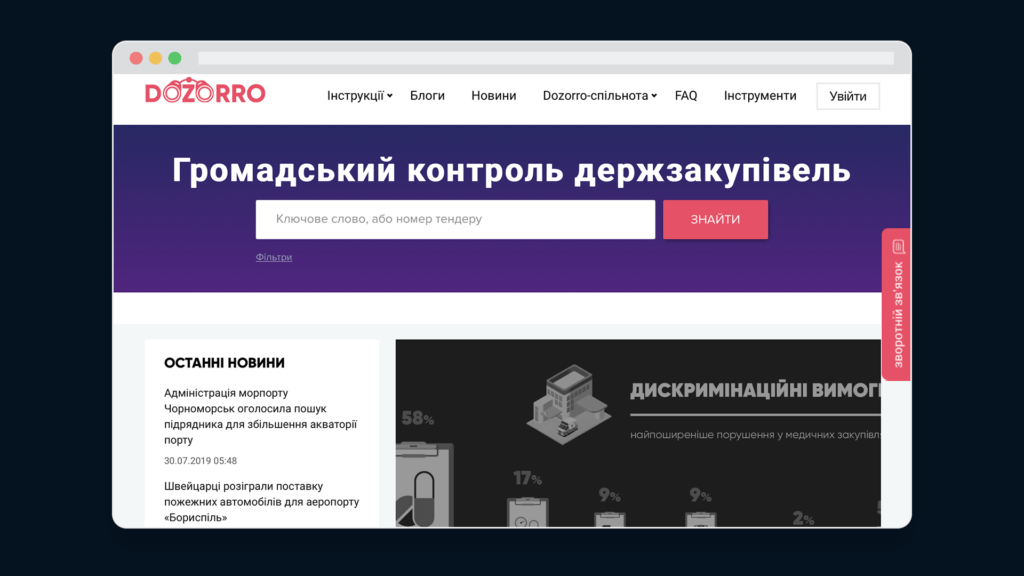 DoZorro monitoring portal in Ukraine