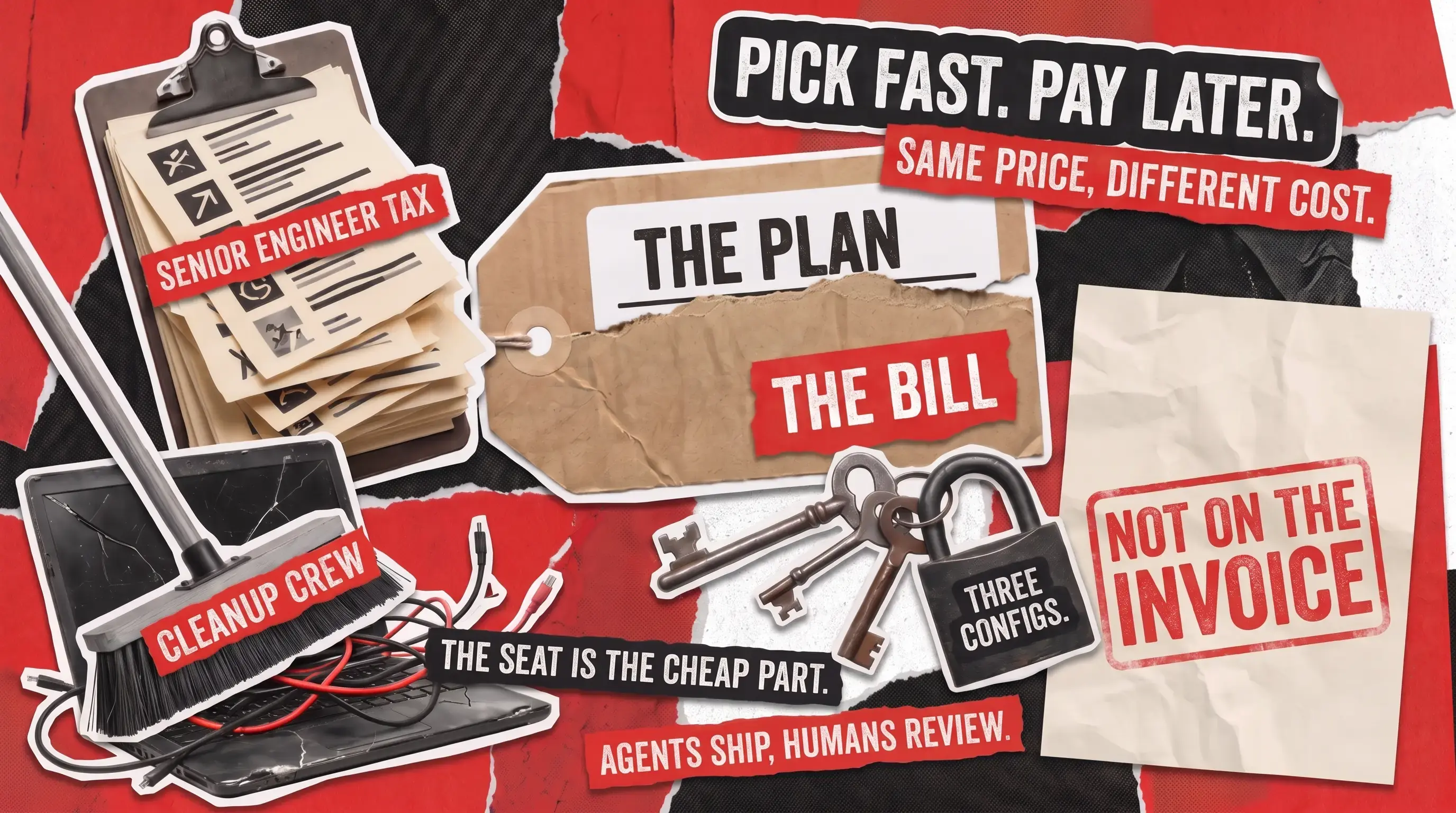 Editorial collage cover for a comparison of Claude Code, Cursor, and OpenAI Codex, showing a torn price tag and the costs that arrive after the subscription